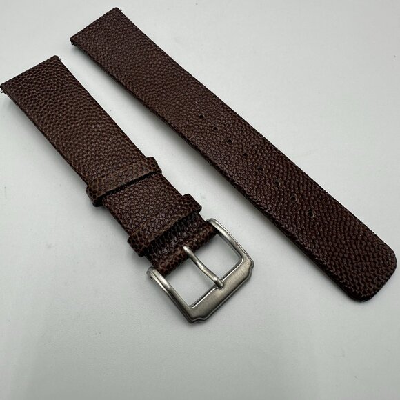 Kenneth Cole Replacement Watch Band 20MM Brown Embossed Leather Silver Buckle - Picture 1 of 9